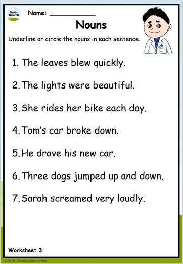 Grade 2 Noun Worksheets | Free Printables | English Worksheets