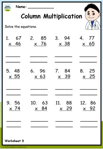 Grade 4 Multiplication Worksheets | Free Printables | Math ...