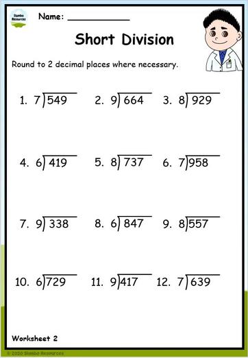 Grade 5 division math worksheets