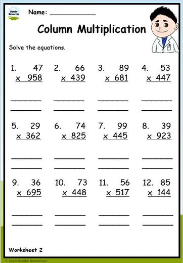 Grade 5 Multiplication Worksheets | Free Printables | Math ...