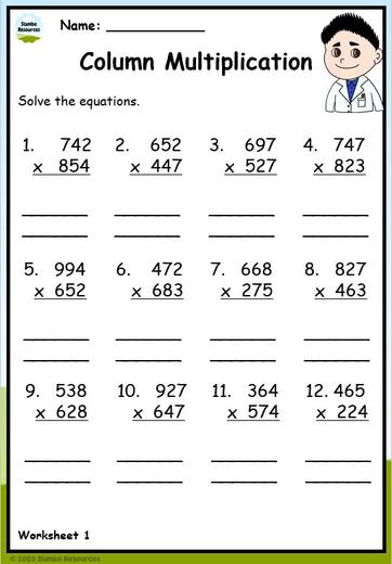 Grade 6 Multiplication Worksheets | Free Printables | Math ...