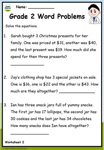 Grade 2 Word Problems | Free Printables | English Worksheets