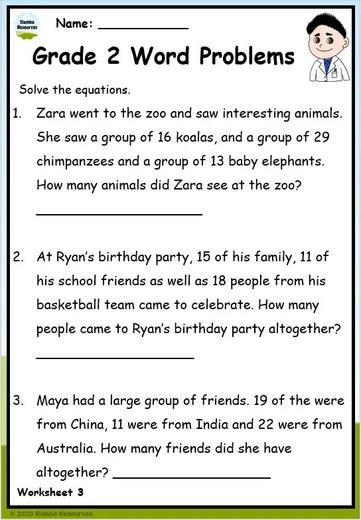 Math worksheets grade 3 australia