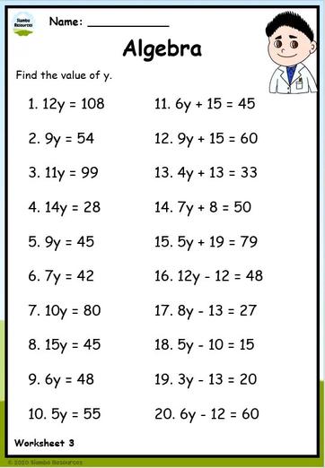 Grade 5 Algebra Worksheets | Free Math Worksheets