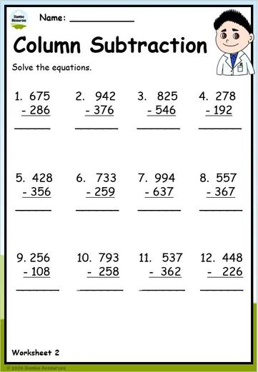 Grade 5 Subtraction Worksheets | Free Printables | Math ...