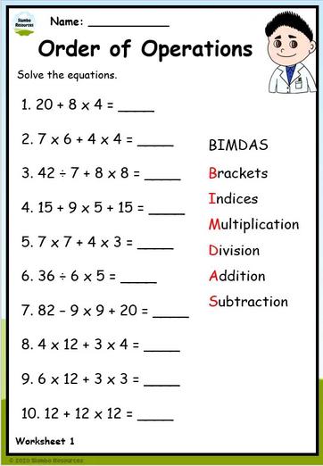 Grade 5 Order of Operations Worksheets | Free Math Worksheets