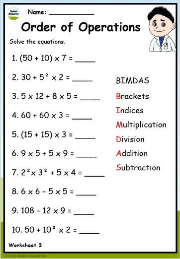 Grade 5 Order of Operations Worksheets | Free Math Worksheets