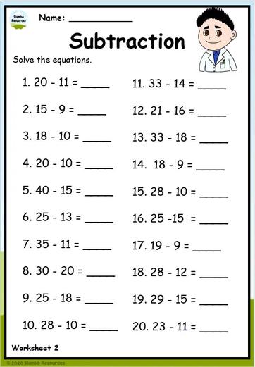 Grade 2 Subtraction Worksheets | Free Printables | Math ...