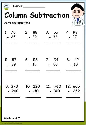 Grade 3 Subtraction Worksheets | Free Printables | Math ...