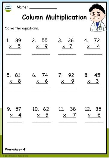 Math worksheets for primary 3 or area