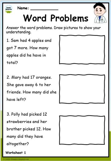 Grade 1 Word Problems | Free Printables | Math Worksheets