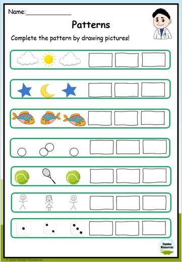 Grade 1 Pattern Worksheets | Free Printables | Math Worksheets