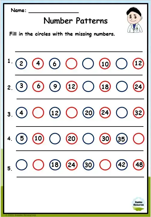 Grade 2 Pattern Worksheets | Free Printables | Math Worksheets