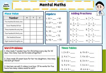 Grade 3 Mental Maths Worksheets | Free Printables | Math ...
