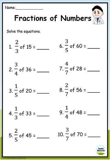 Grade 5 Fraction of Numbers Worksheets | Free Printables