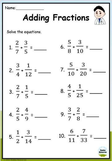 Grade 6 Adding Fractions Worksheets | Free Printables | Math ...