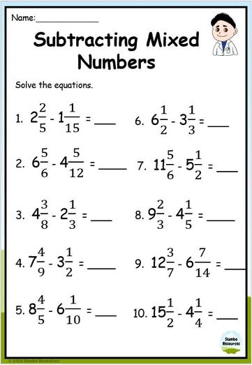 Grade 6 Adding Mixed Numbers Worksheets | Math Worksheets