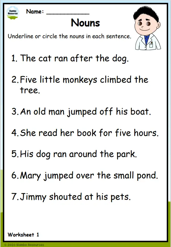 Free Printable Worksheets On Nouns For Grade 4