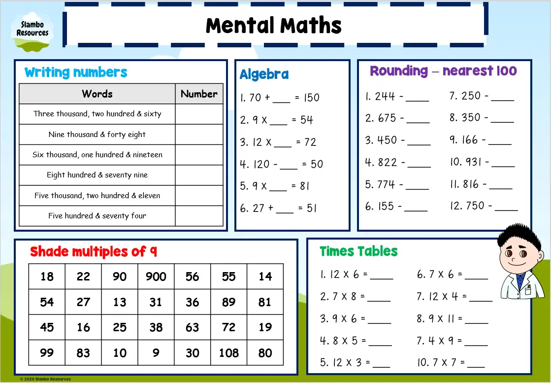 Multiplication Using Mental Math Worksheets Grade 4