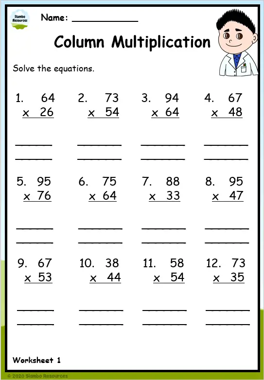 Free Multiplication Worksheets Grade 4
