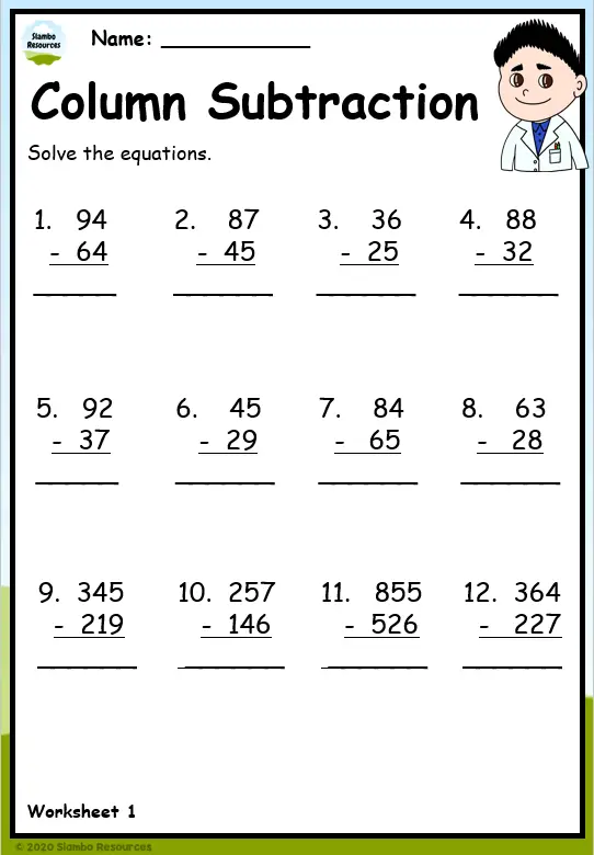 Grade 3 Subtraction Worksheets Free Printables Math Worksheets