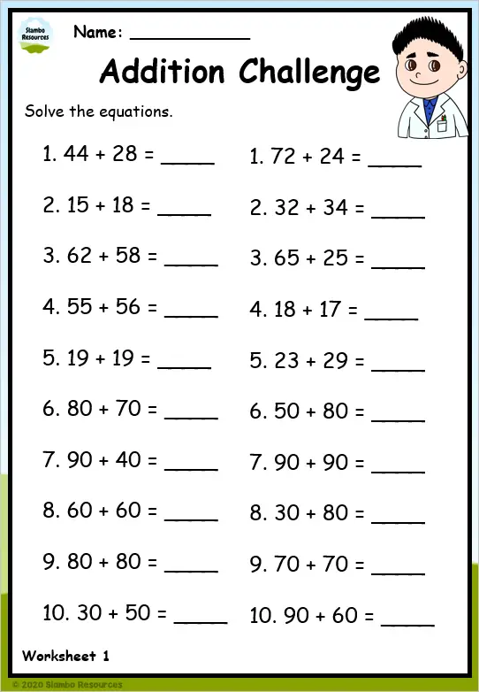 Grade 4 Addition Worksheets, Free Printables