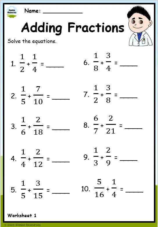 Grade 5 Fraction Worksheets Free Printables Math Worksheets 3105