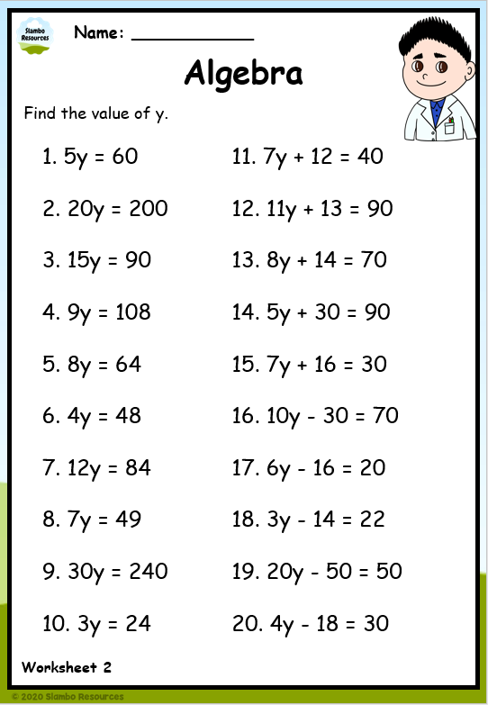 Grade 5 Algebra Worksheets Free Math Worksheets