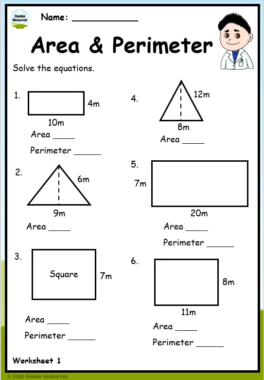perimeter and area worksheet grade 3