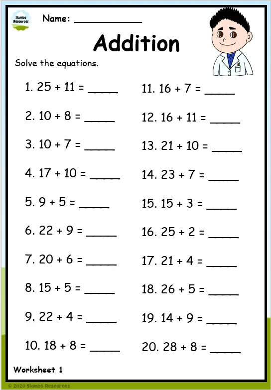 Grade 1 Addition Worksheets 