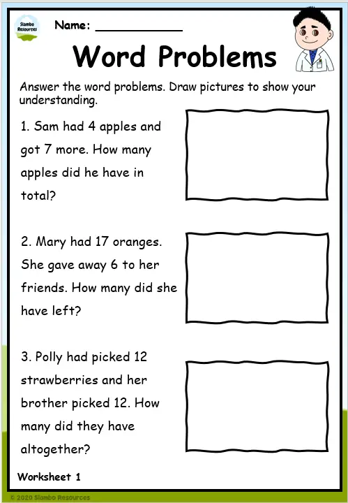 Maths Worksheets For Class 2 Word Problems